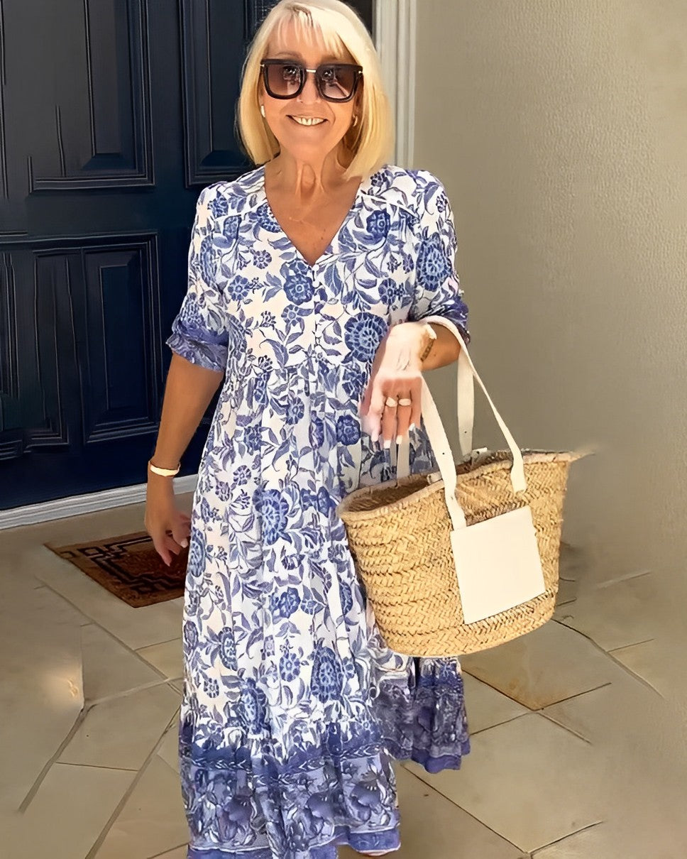 CECILY™ | Floral V-Neck Dress