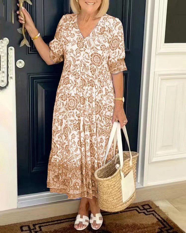 CECILY™ | Floral V-Neck Dress