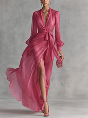 ANDREA™ | Wrap-Front Chiffon Maxi Dress