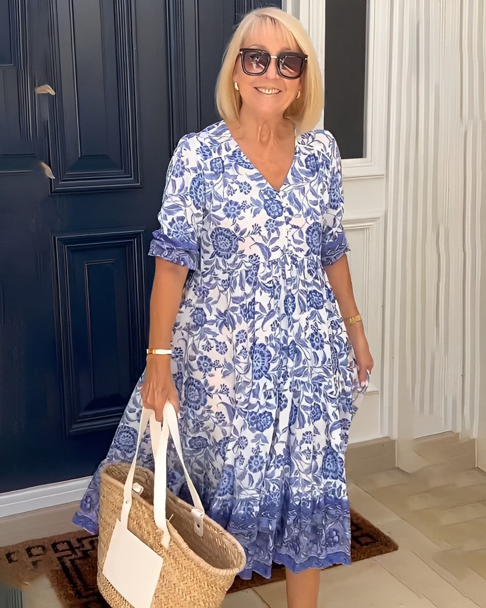 CECILY™ | Floral V-Neck Dress