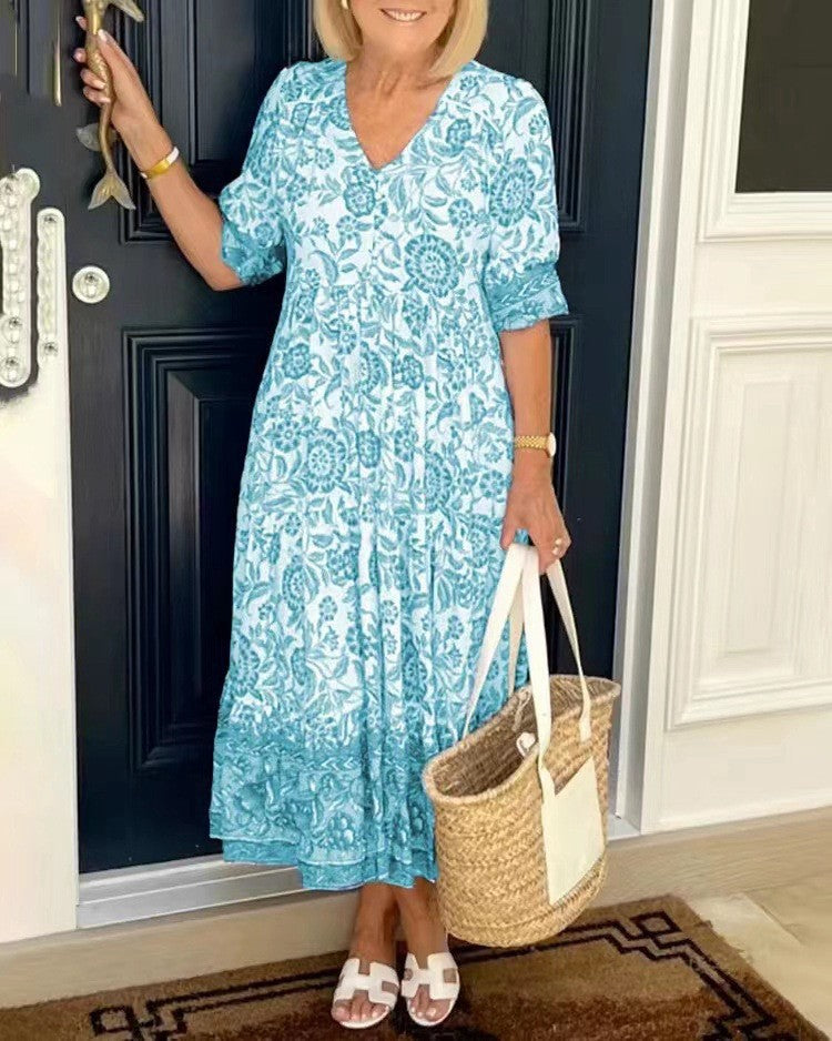 CECILY™ | Floral V-Neck Dress