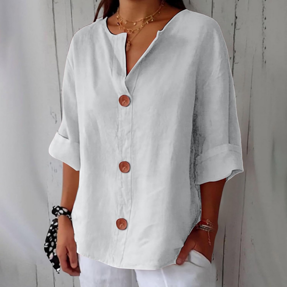 ELENA™ | Button-Front Blouse