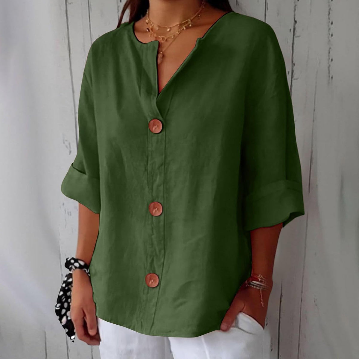 HAZEL™ | Loose Linen Button-Down Blouse