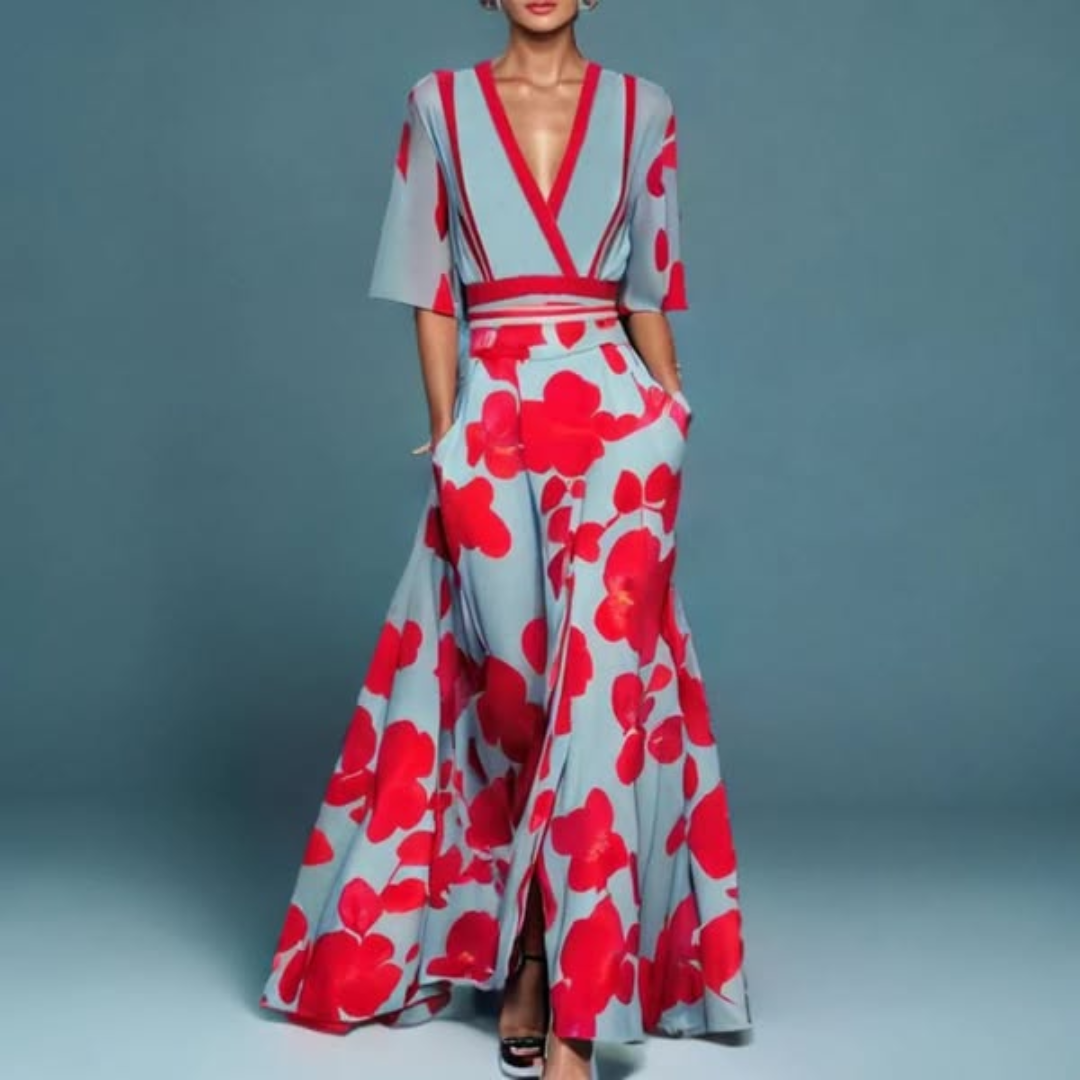 CLARISSA™ | Belted Floral Maxi Dress