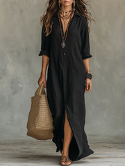 CALLA™ | Button-Placket Maxi Dress