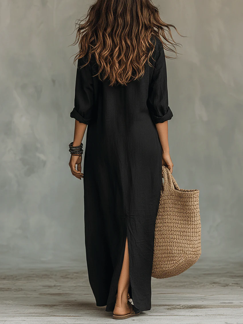 CALLA™ | Button-Placket Maxi Dress
