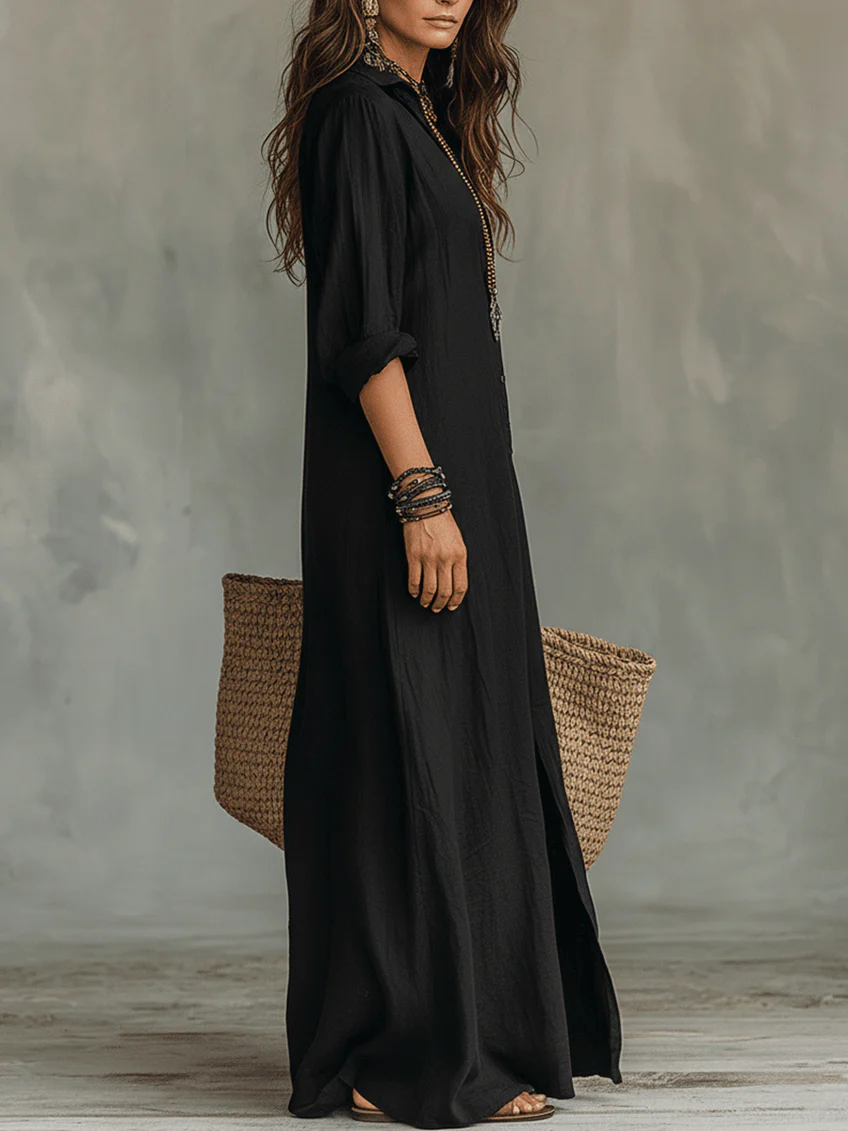 CALLA™ | Button-Placket Maxi Dress
