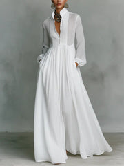 YVAINE™ | Button-Front Maxi Dress