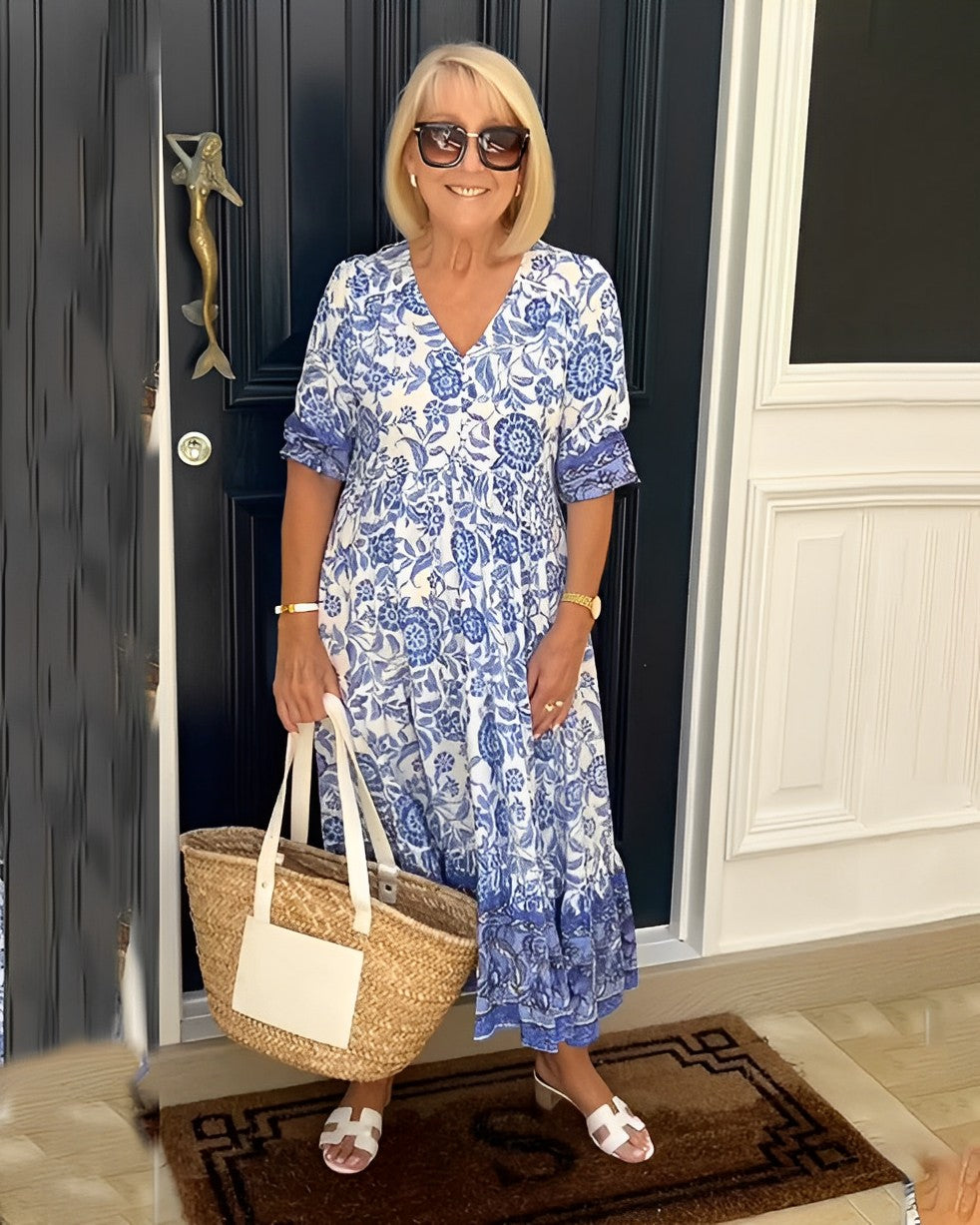 CECILY™ | Floral V-Neck Dress