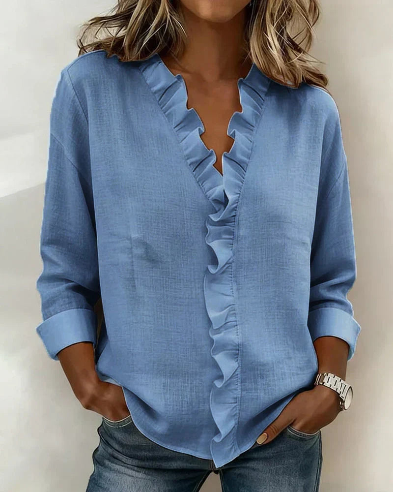ALEXANDRA™ | Ruffle V-Neck Blouse