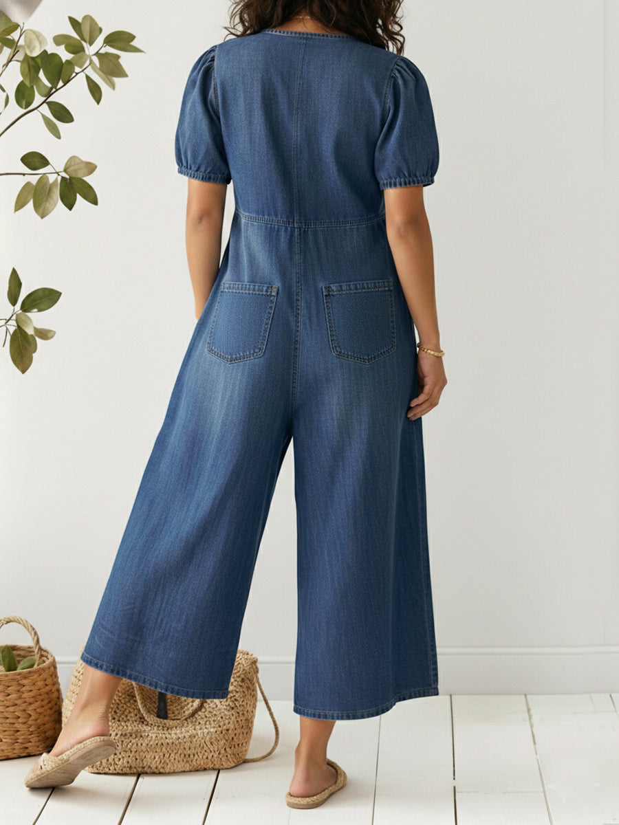 COLETTE™ | Tie-Front Denim Jumpsuit
